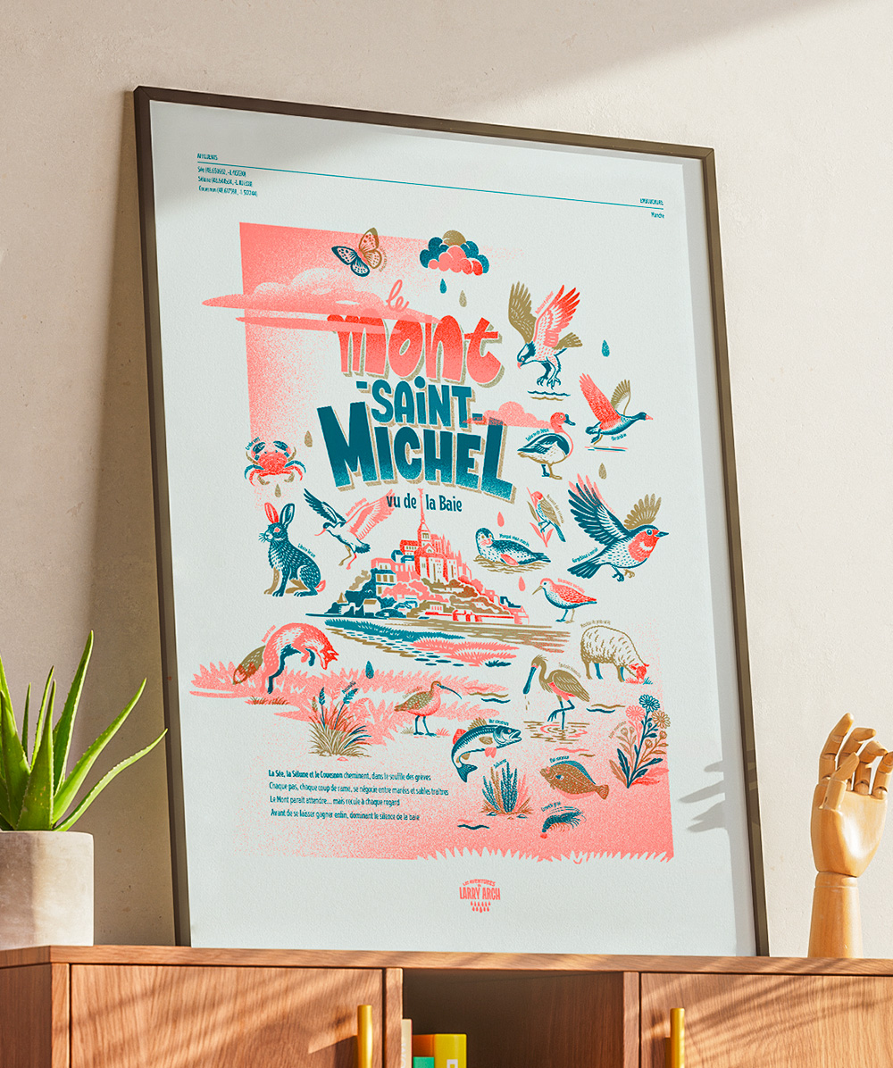affiche-Mont Saint-Michel-naturaliste-risographie-decoration