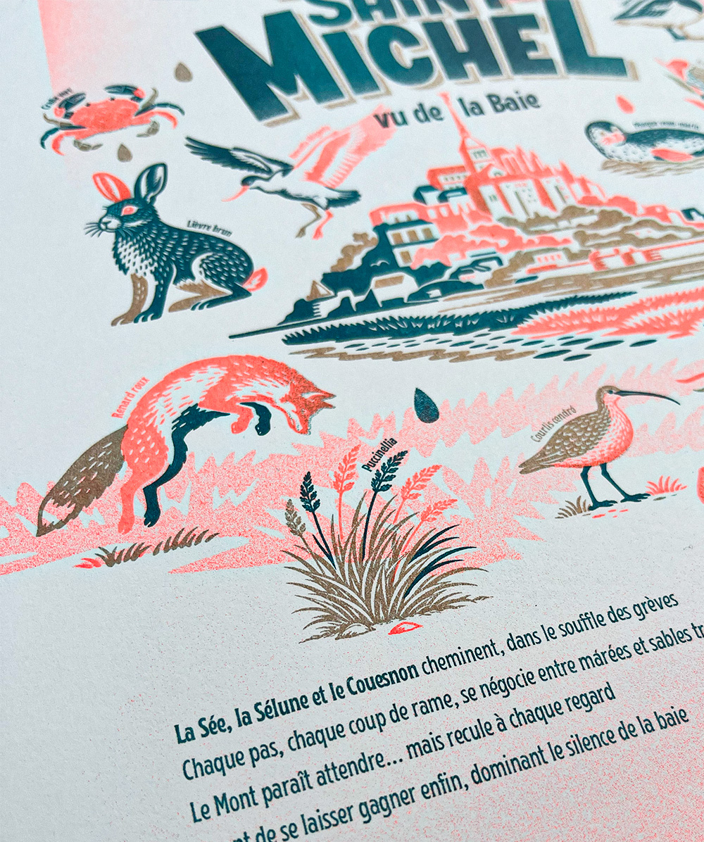 affiche-Mont Saint-Michel-naturaliste-risographie-decoration