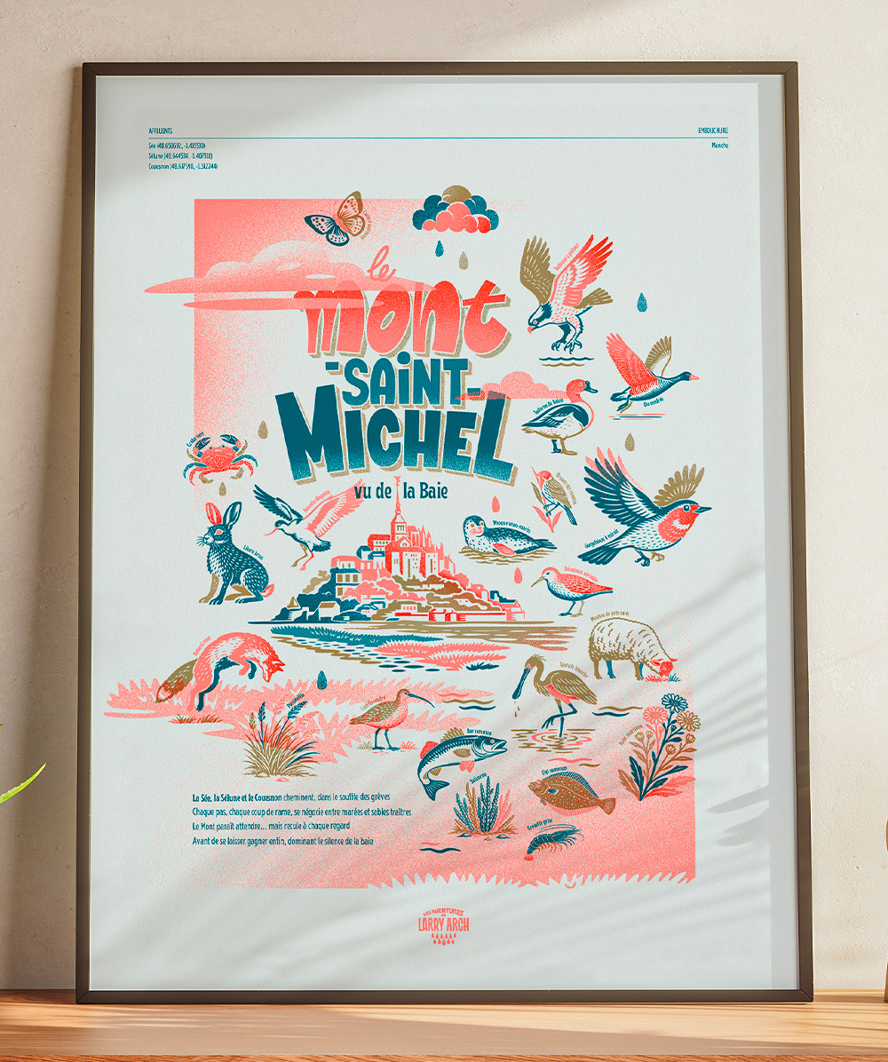 affiche-Mont Saint-Michel-naturaliste-risographie-decoration